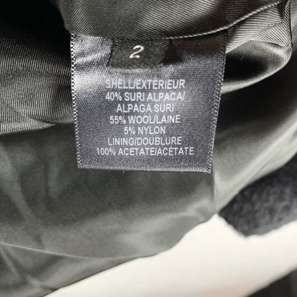 Hiso‎ Shawl Lapel Overcoat Womens Size 2 Black Wool Alpaca Canada Hooded 6362 - Picture 5 of 11